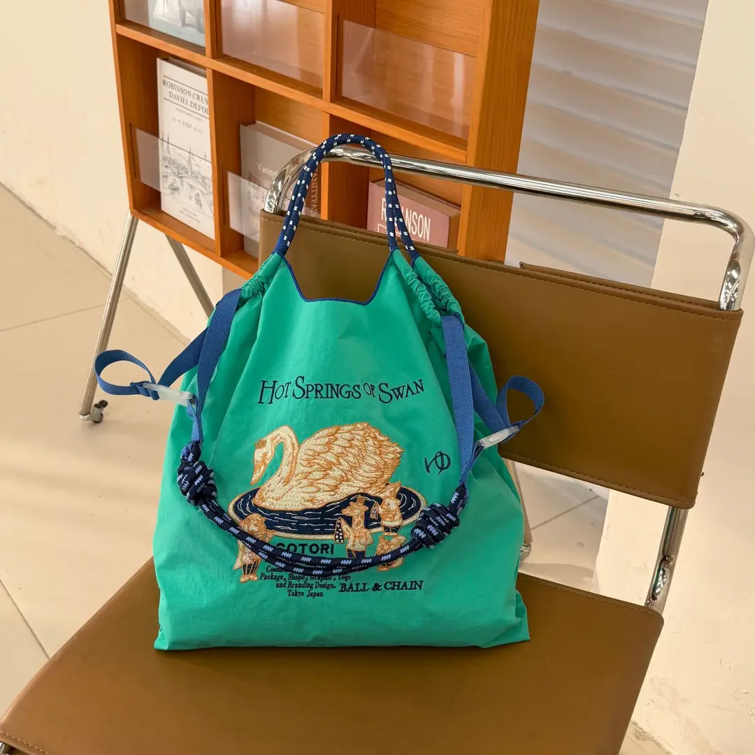 Blue Bottle Embroidered Large Capacity Tote Bag - Image 10