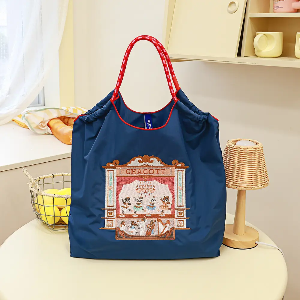 Blue Bottle Embroidered Large Capacity Tote Bag - Image 11
