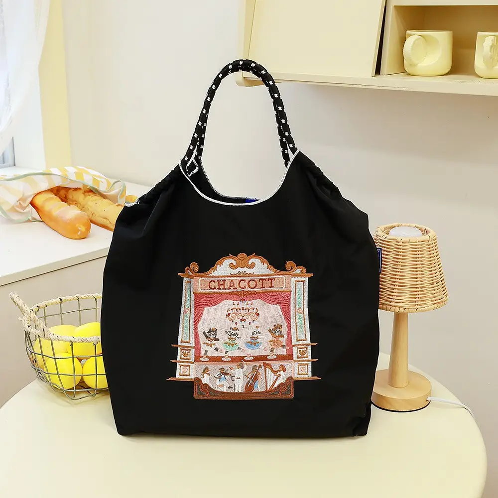Blue Bottle Embroidered Large Capacity Tote Bag - Image 12