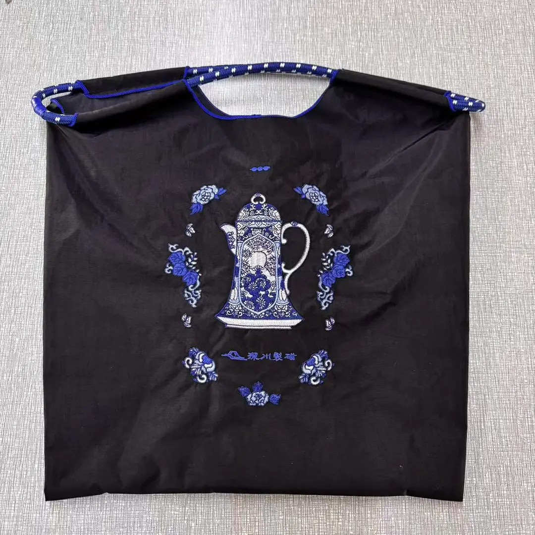 Blue Bottle Embroidered Large Capacity Tote Bag - Image 3