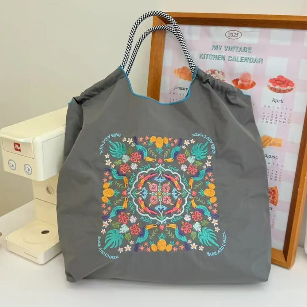 Blue Bottle Embroidered Large Capacity Tote Bag - Image 30