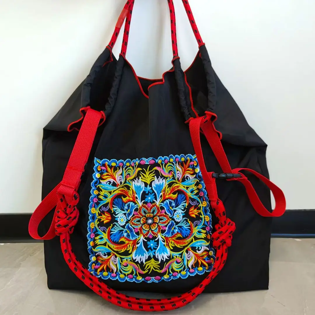 Blue Bottle Embroidered Large Capacity Tote Bag - Image 32