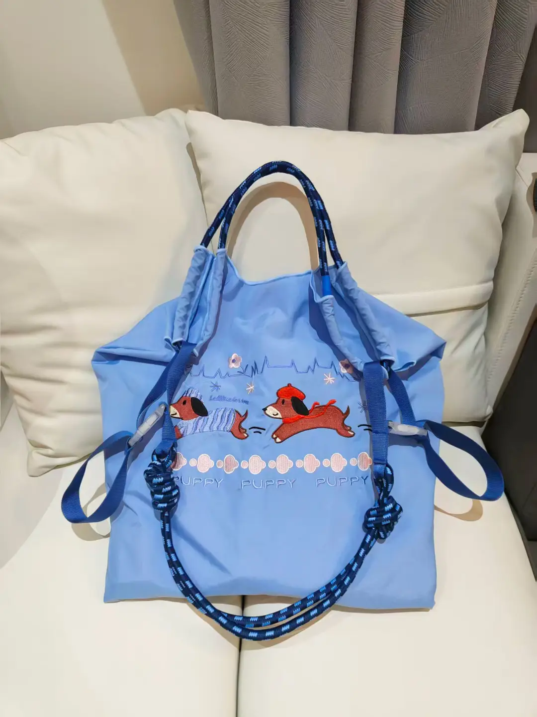 Blue Bottle Embroidered Large Capacity Tote Bag - Image 52