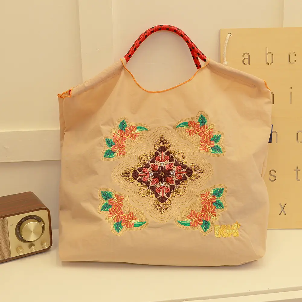 Blue Bottle Embroidered Large Capacity Tote Bag - Image 55
