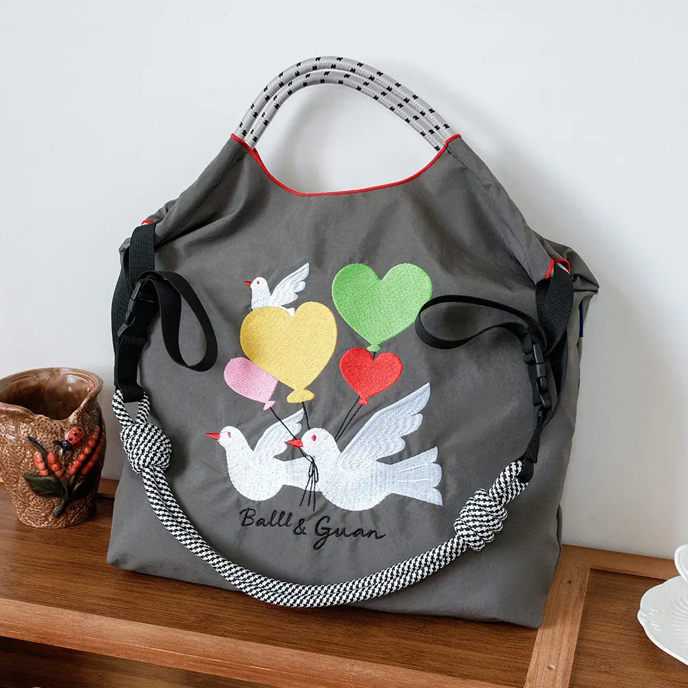 Blue Bottle Embroidered Large Capacity Tote Bag - Image 60