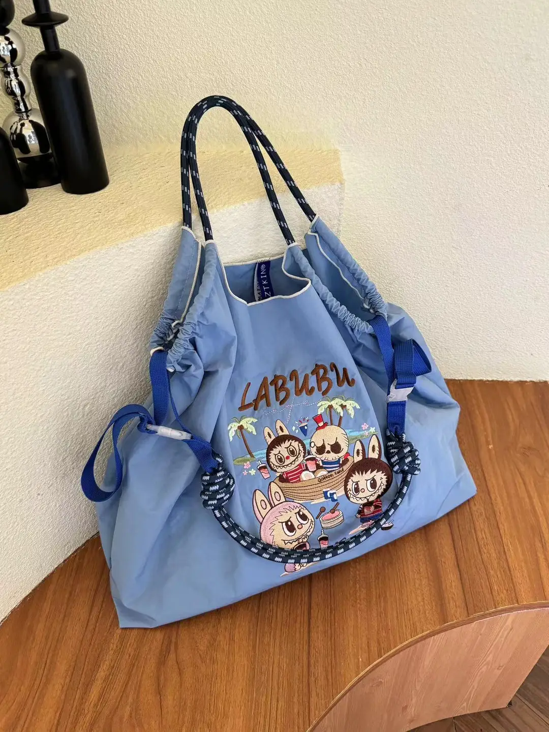 Blue Bottle Embroidered Large Capacity Tote Bag - Image 66