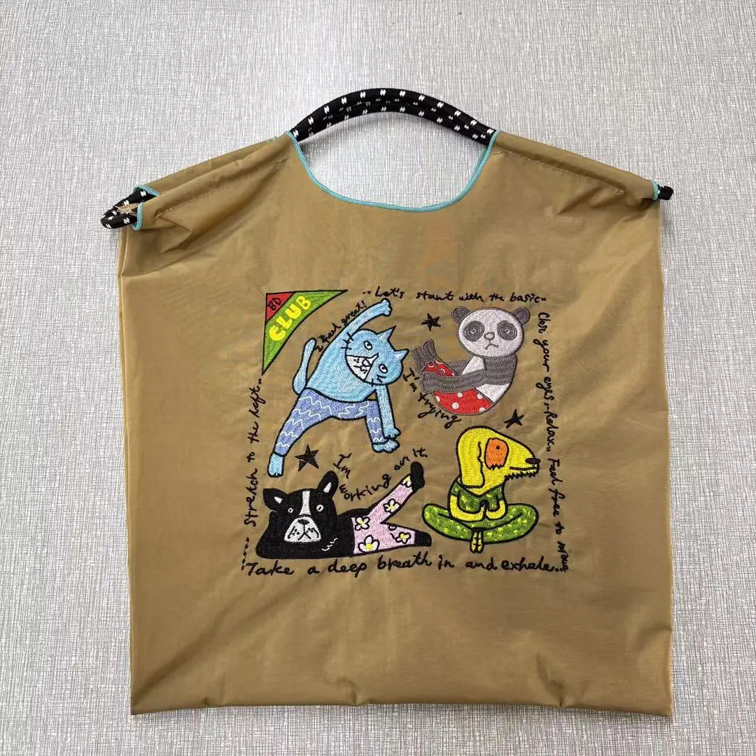 Blue Bottle Embroidered Large Capacity Tote Bag - Image 5