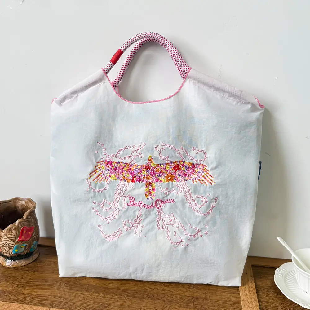 Blue Bottle Embroidered Large Capacity Tote Bag - Image 69