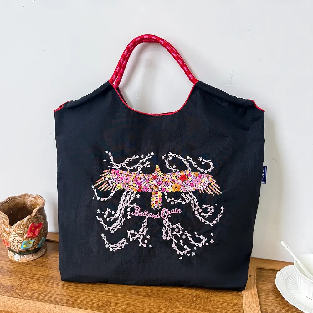 Blue Bottle Embroidered Large Capacity Tote Bag - Image 70
