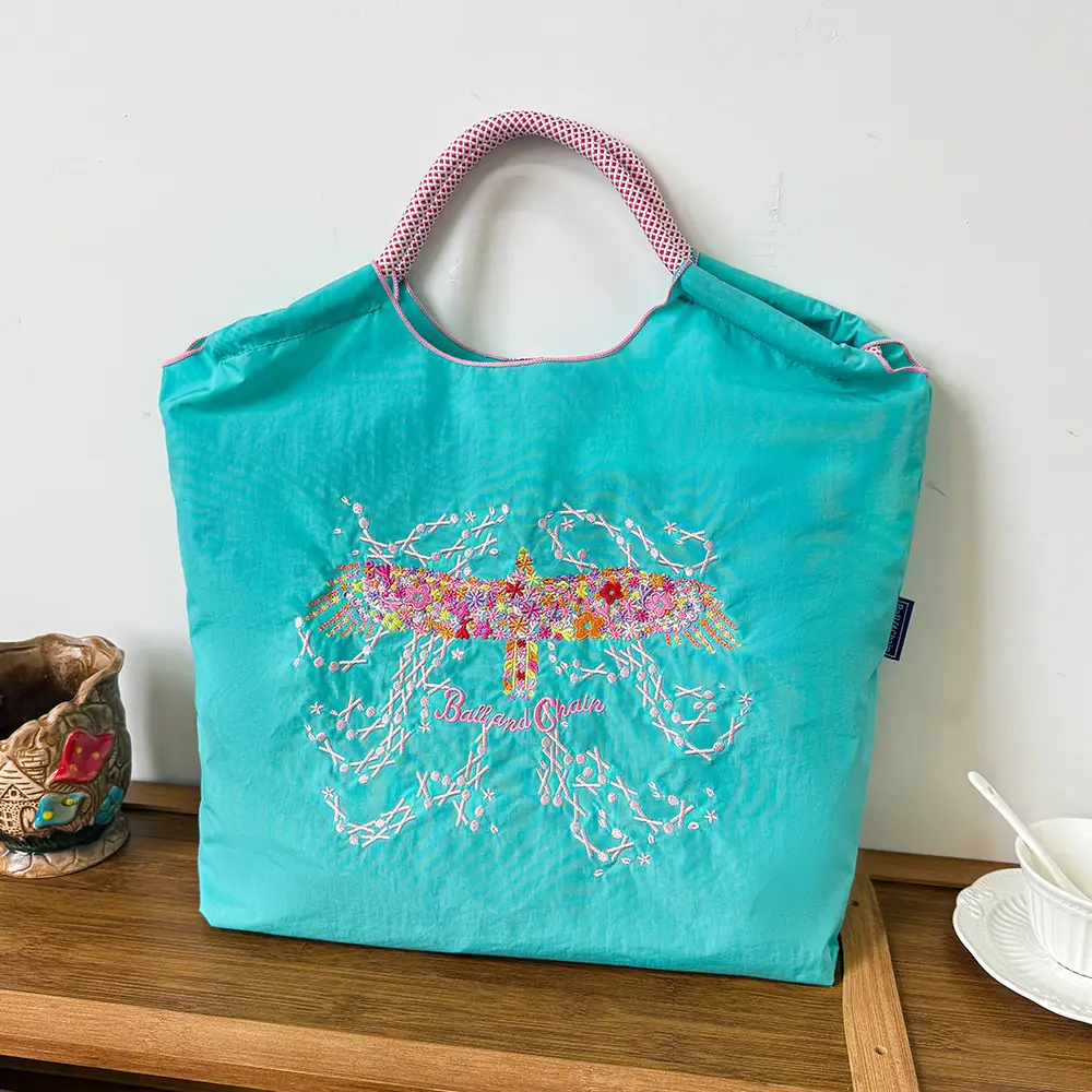 Blue Bottle Embroidered Large Capacity Tote Bag - Image 71