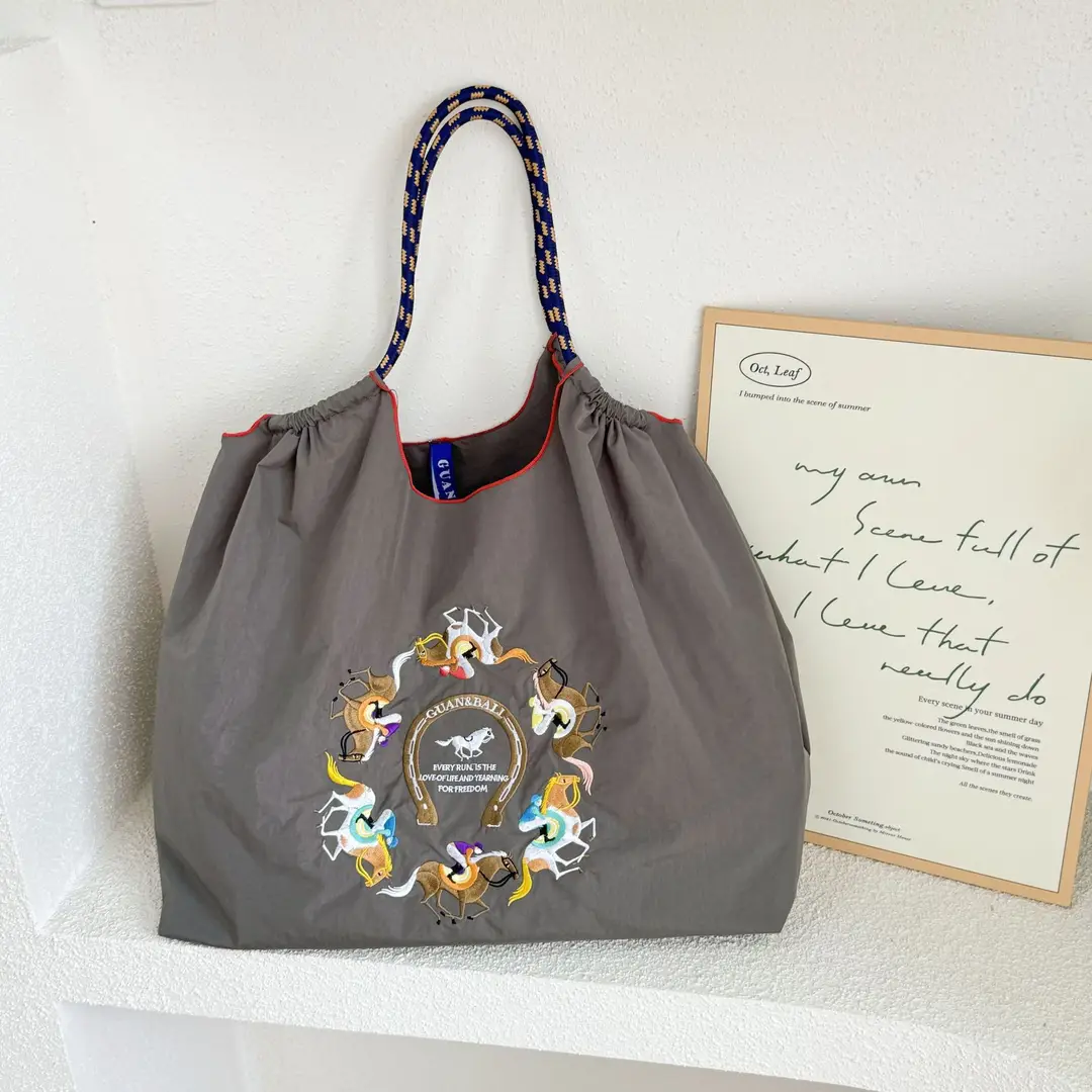 Blue Bottle Embroidered Large Capacity Tote Bag - Image 72