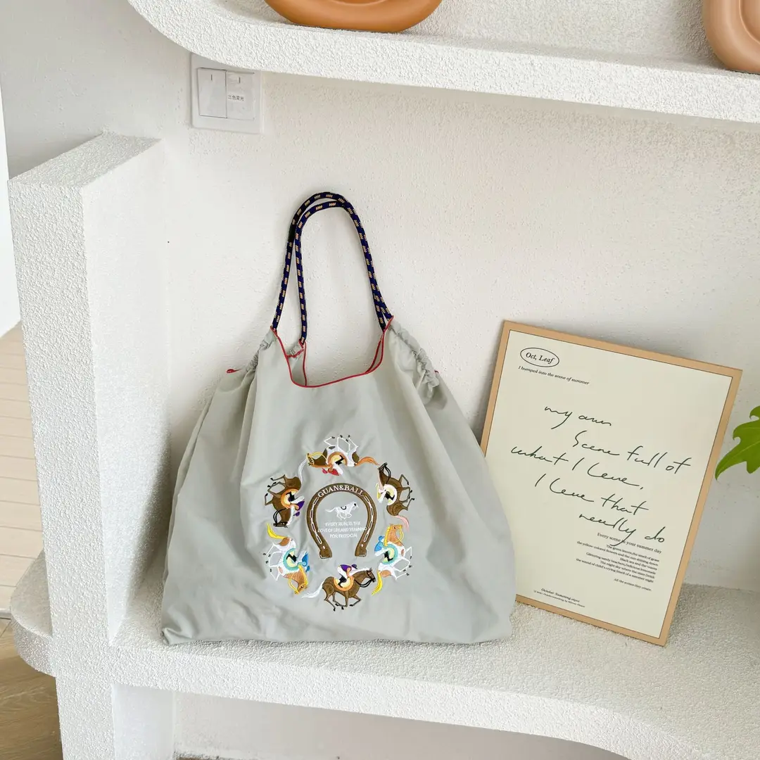 Blue Bottle Embroidered Large Capacity Tote Bag - Image 73