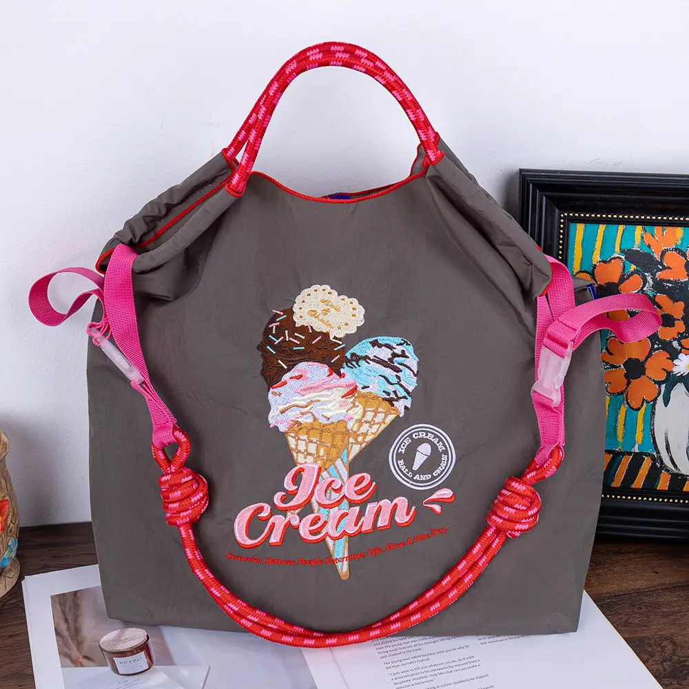 Blue Bottle Embroidered Large Capacity Tote Bag - Image 77
