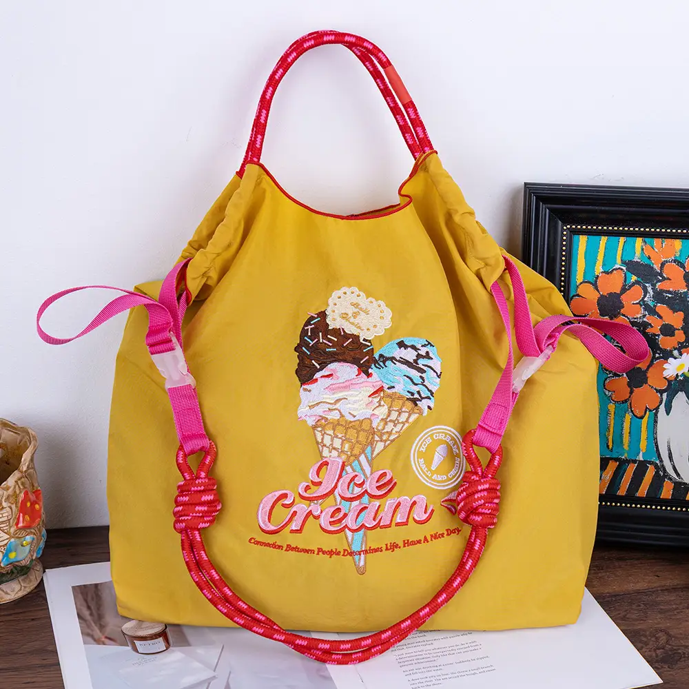 Blue Bottle Embroidered Large Capacity Tote Bag - Image 78