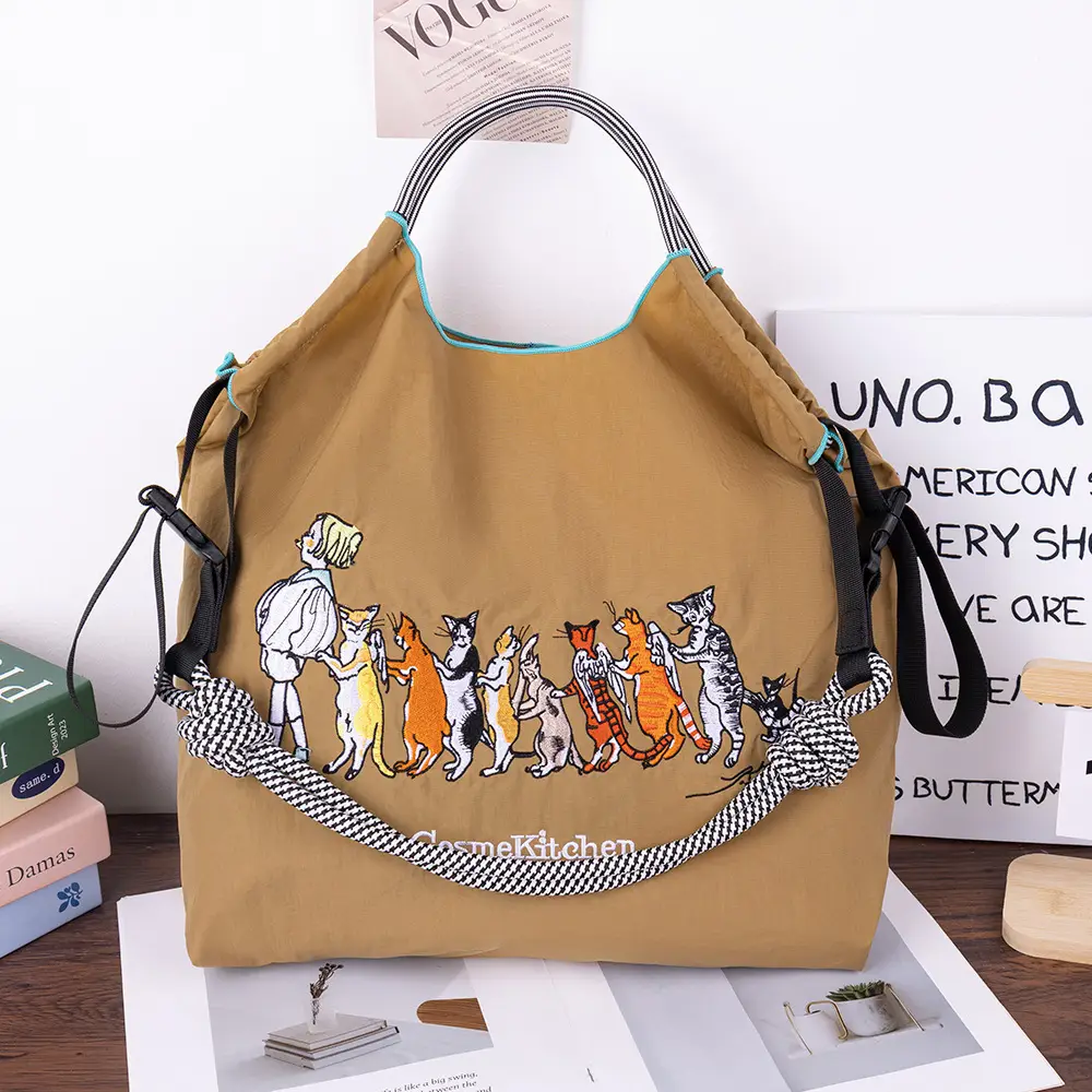 Blue Bottle Embroidered Large Capacity Tote Bag - Image 79