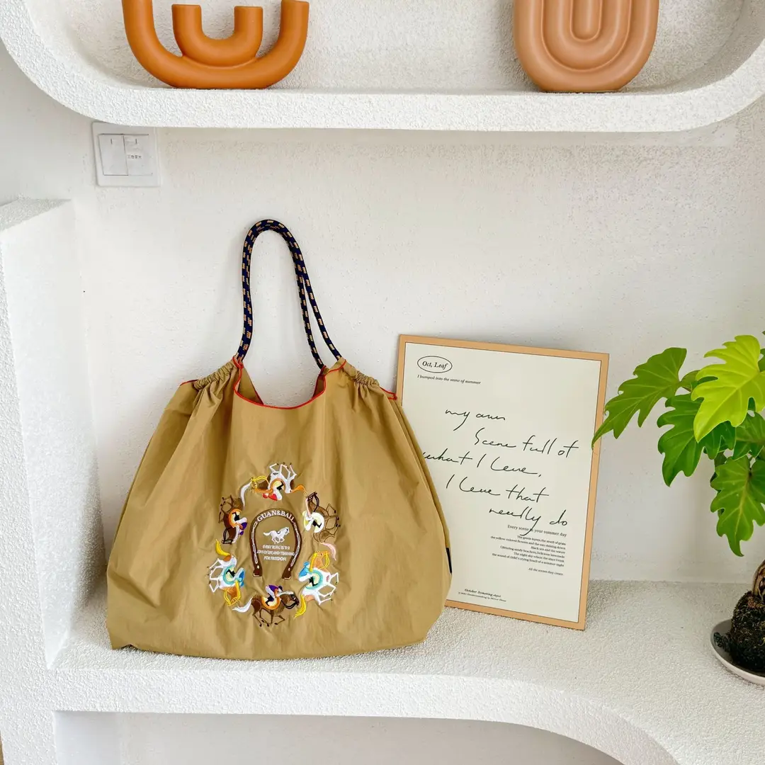 Blue Bottle Embroidered Large Capacity Tote Bag - Image 85