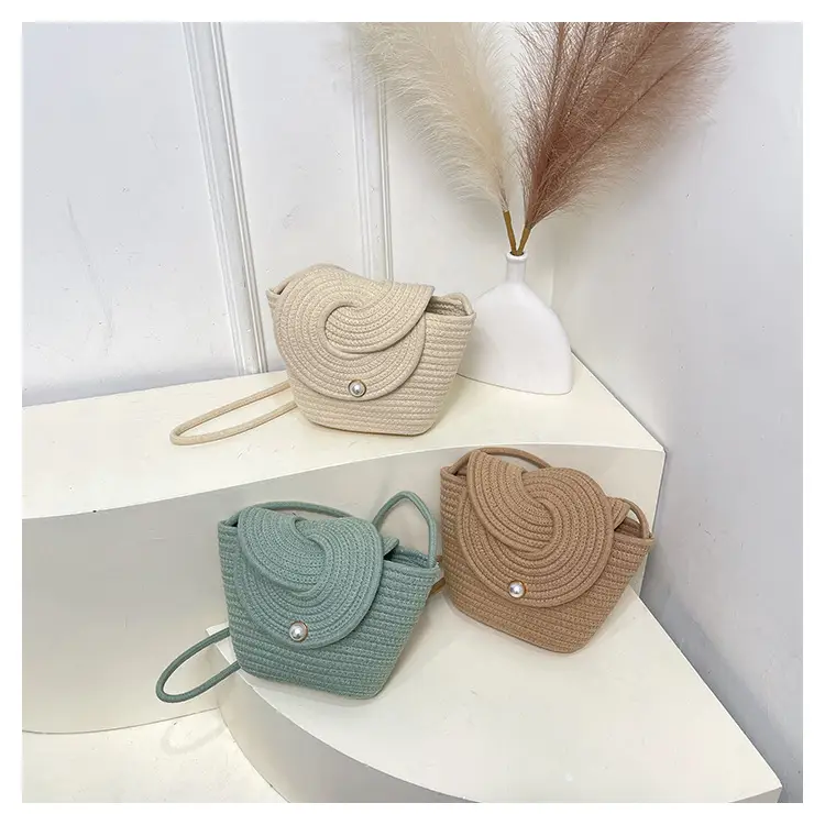 Women's Straw Pearl Crossbody Bag Mini Beach Bag — feature 19