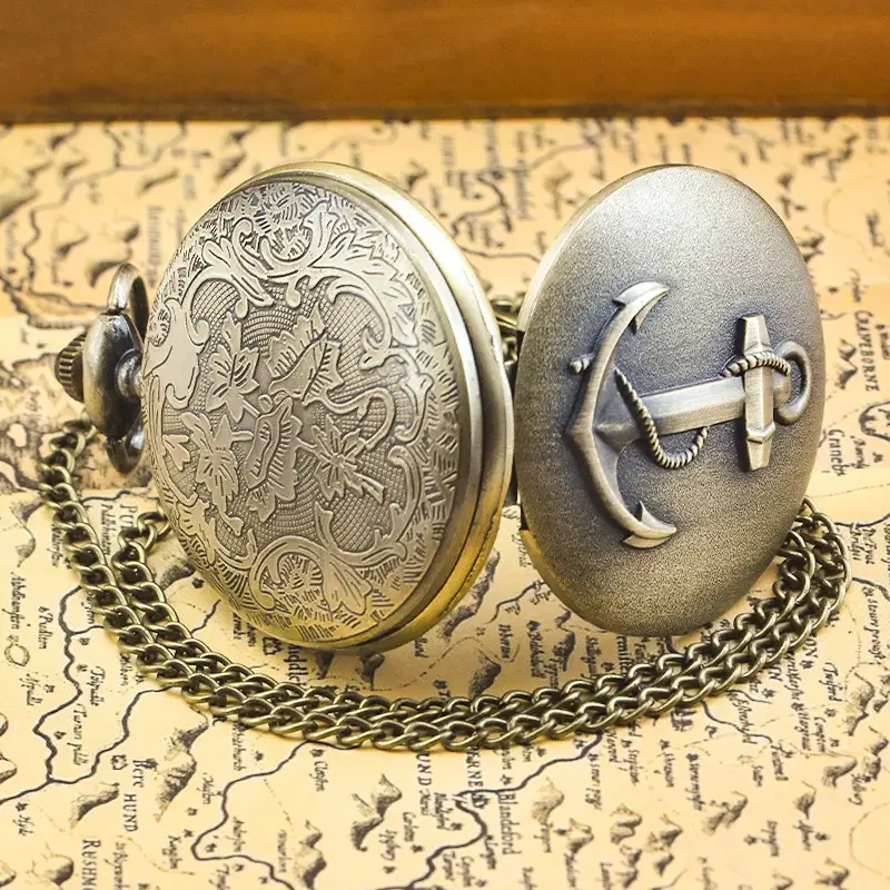 Cross-Border Anchor Pattern Flip Pocket Watch for Men Women - Image 7