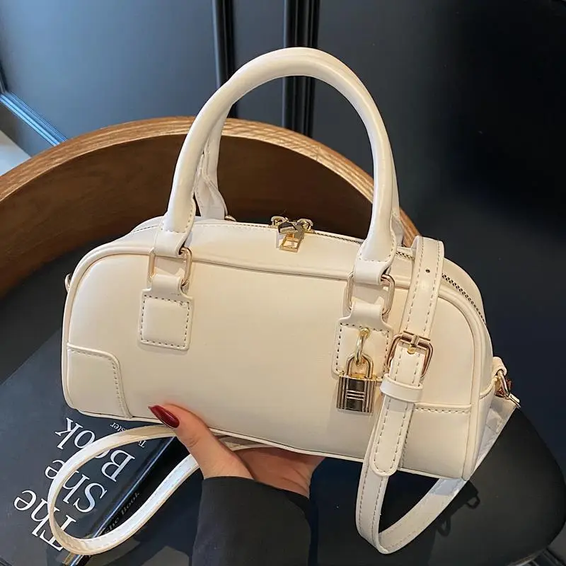 Women's Cream Shoulder Crossbody Bag with Gold Hardware