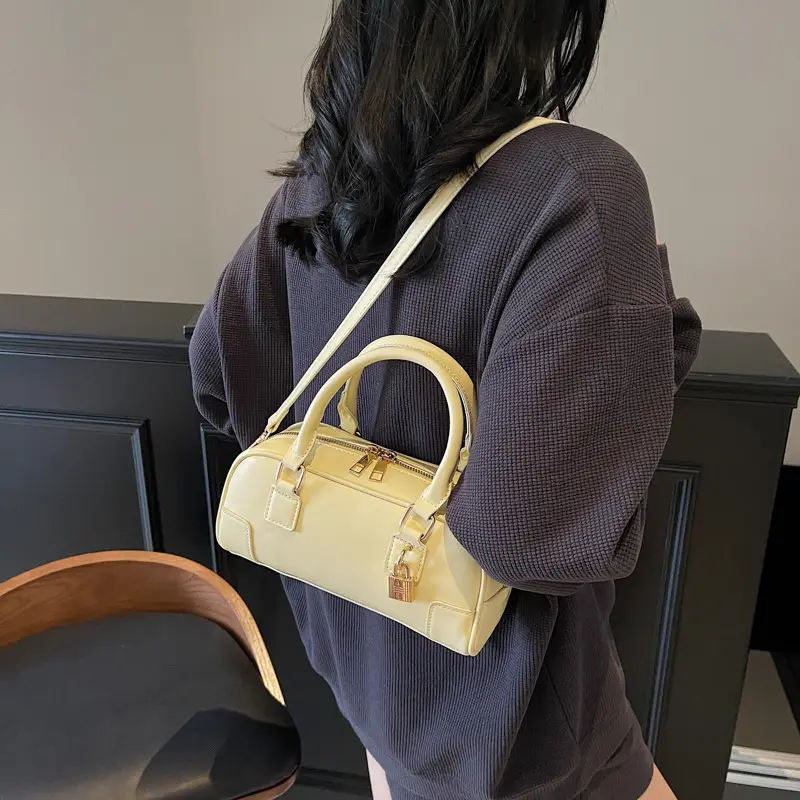 Women's Cream Shoulder Crossbody Bag with Gold Hardware