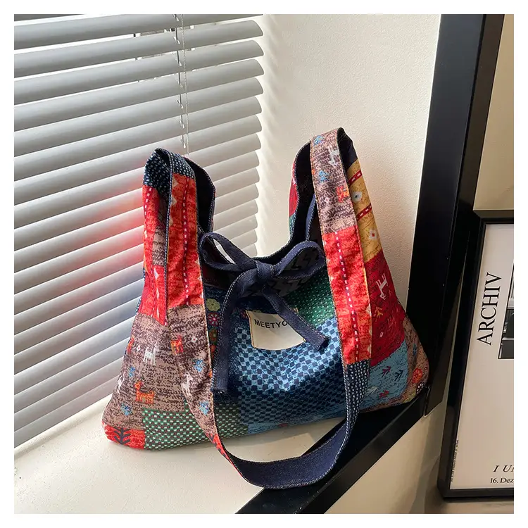 Women's Patchwork Canvas Tote Bag Large Capacity — feature 22