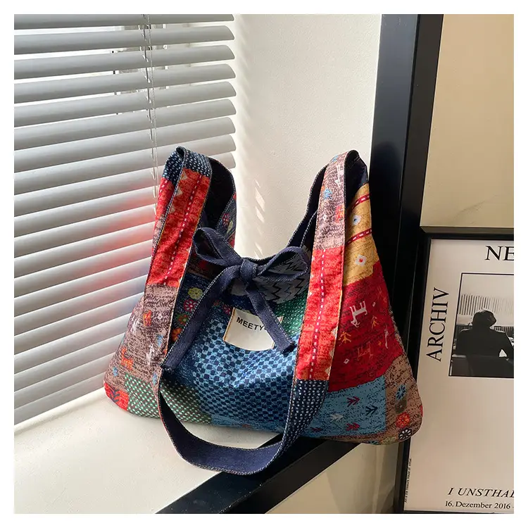Women's Patchwork Canvas Tote Bag Large Capacity — feature 23