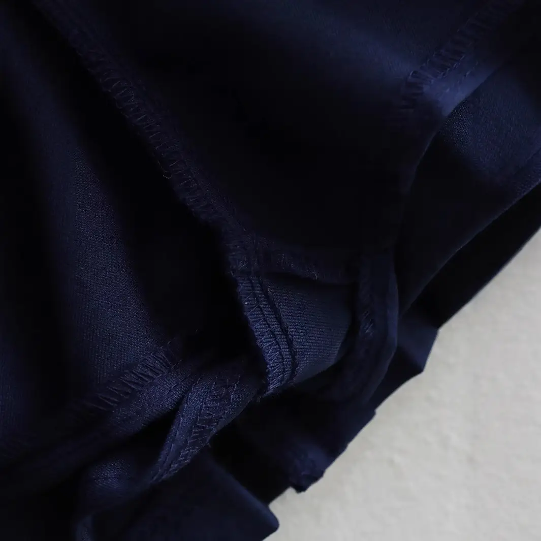 Dark Blue Pleated Skirt Mini with White Trim