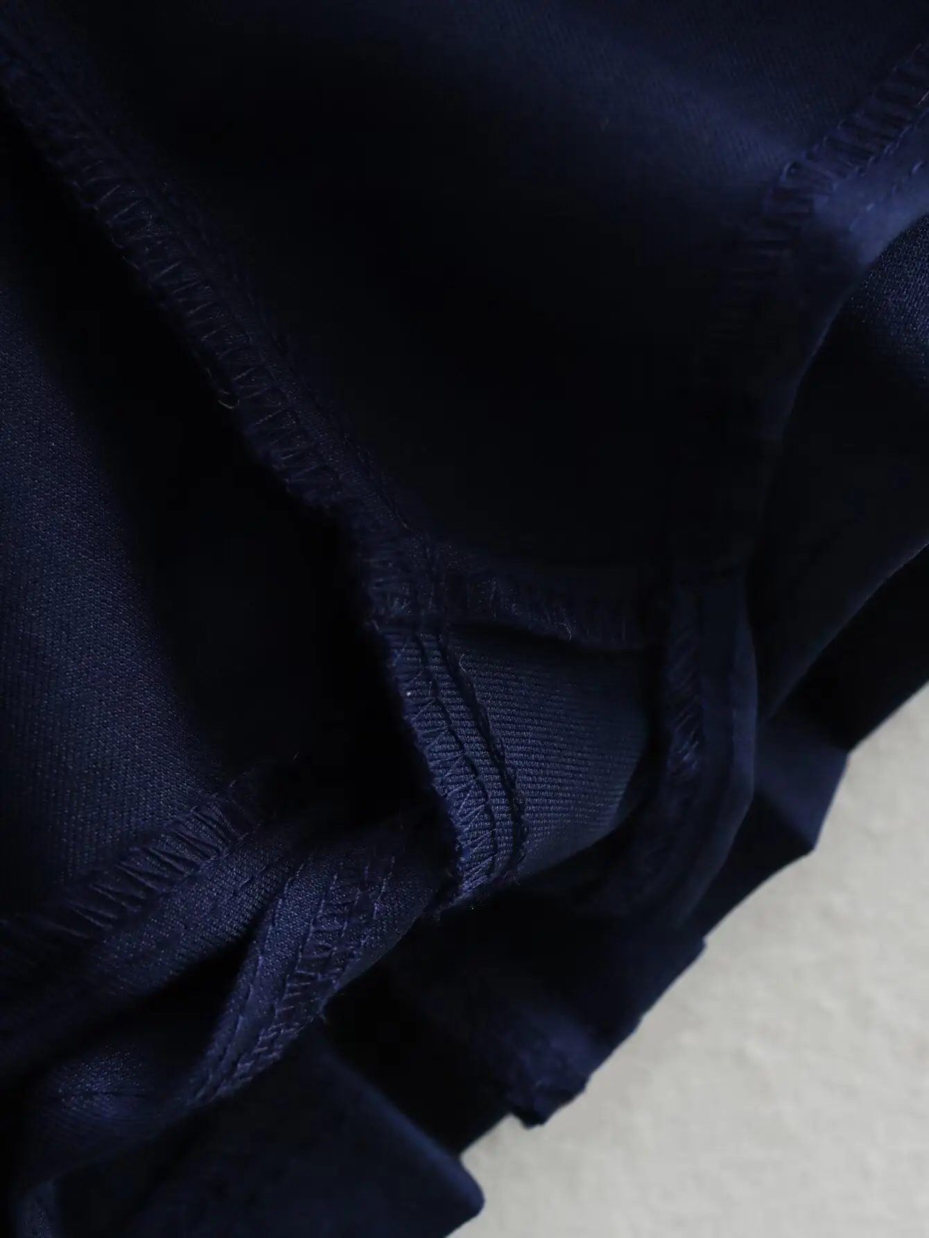 Dark Blue Pleated Skirt Mini with White Trim — feature 10
