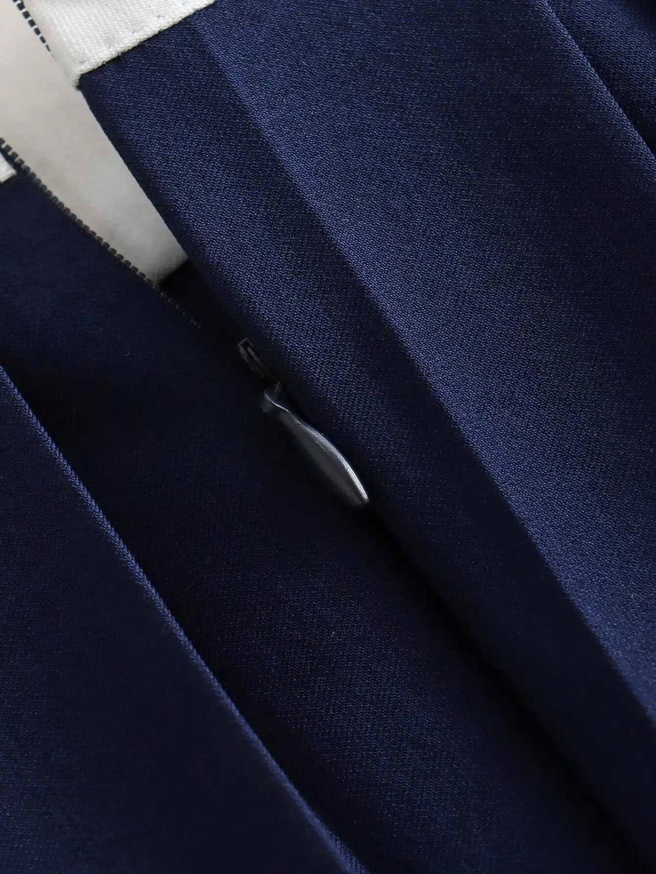 Dark Blue Pleated Skirt Mini with White Trim — feature 11
