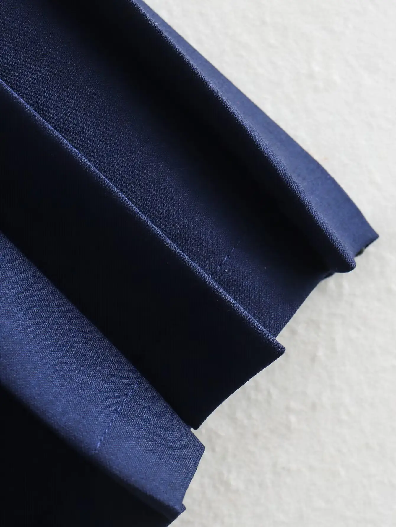 Dark Blue Pleated Skirt Mini with White Trim — feature 8