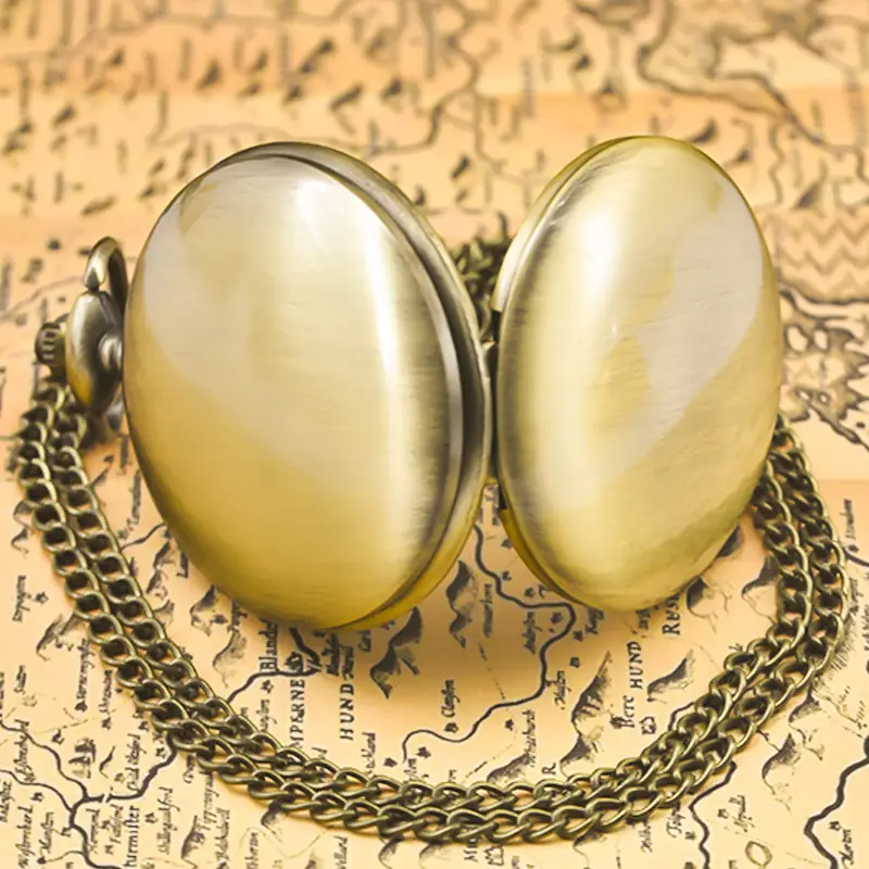 Double-Sided Glossy Flip Pocket Watch for Men Women