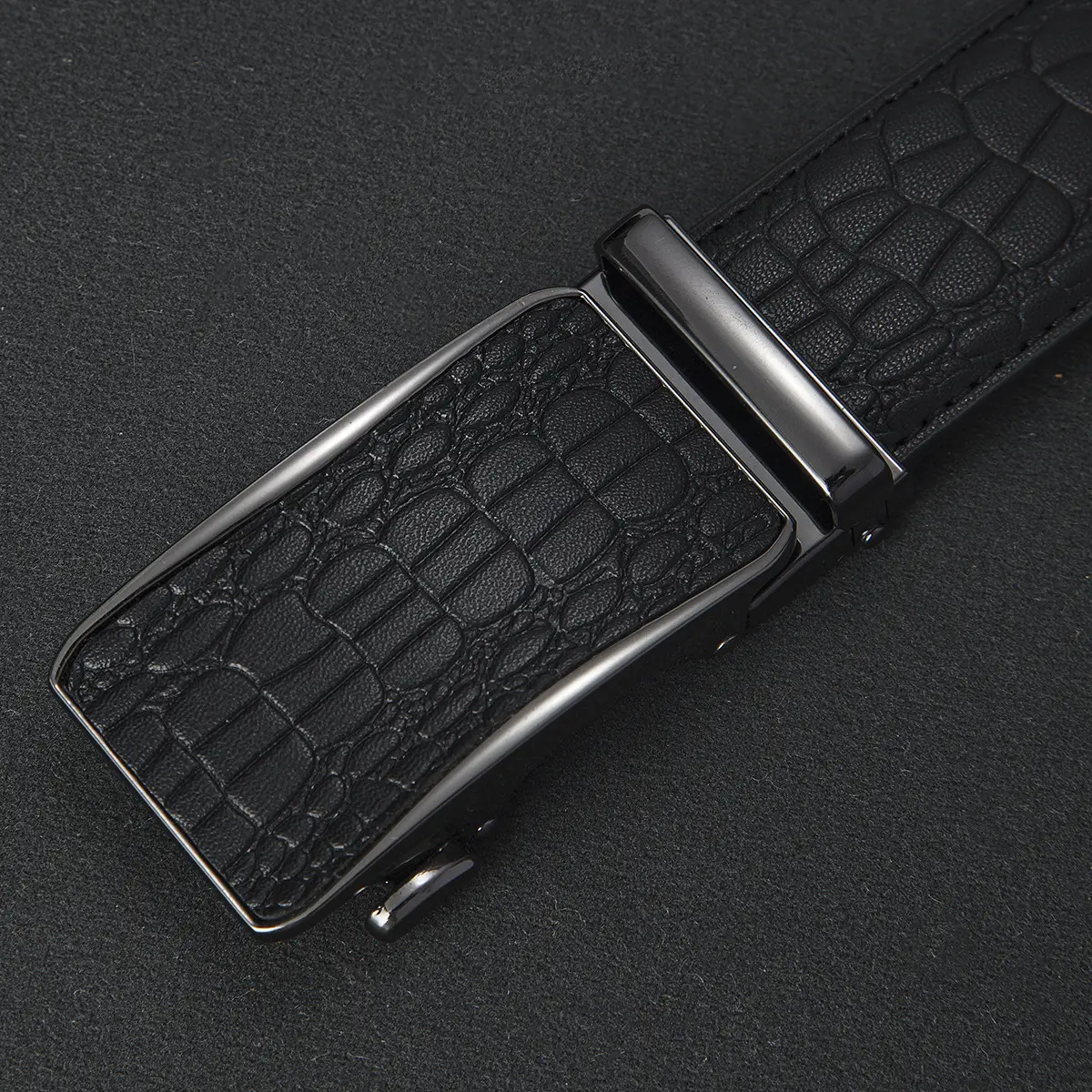 Men's Black Croc Embellished Buckle Belt - Image 4