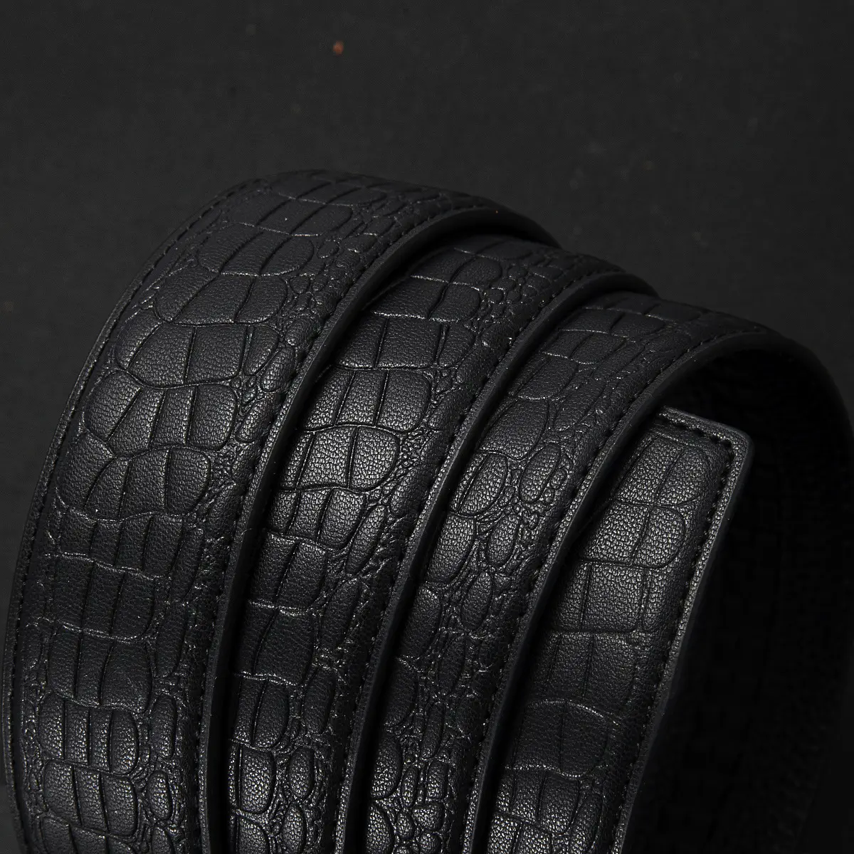 Men's Black Croc Embellished Buckle Belt - Image 5