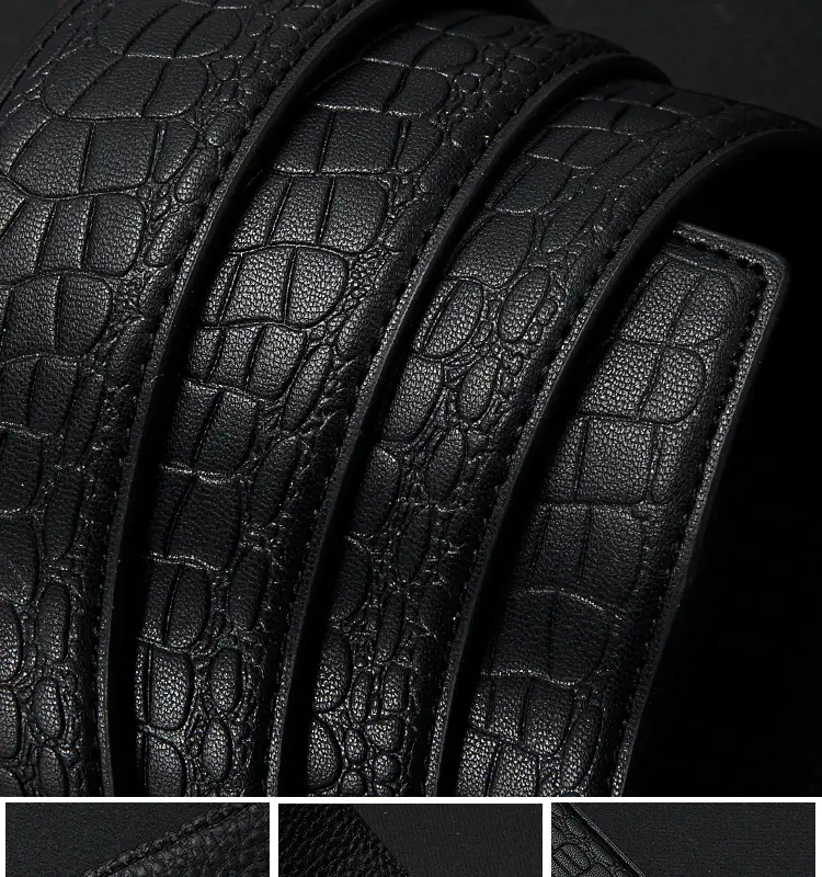 Men's Black Croc Embellished Buckle Belt — feature 8