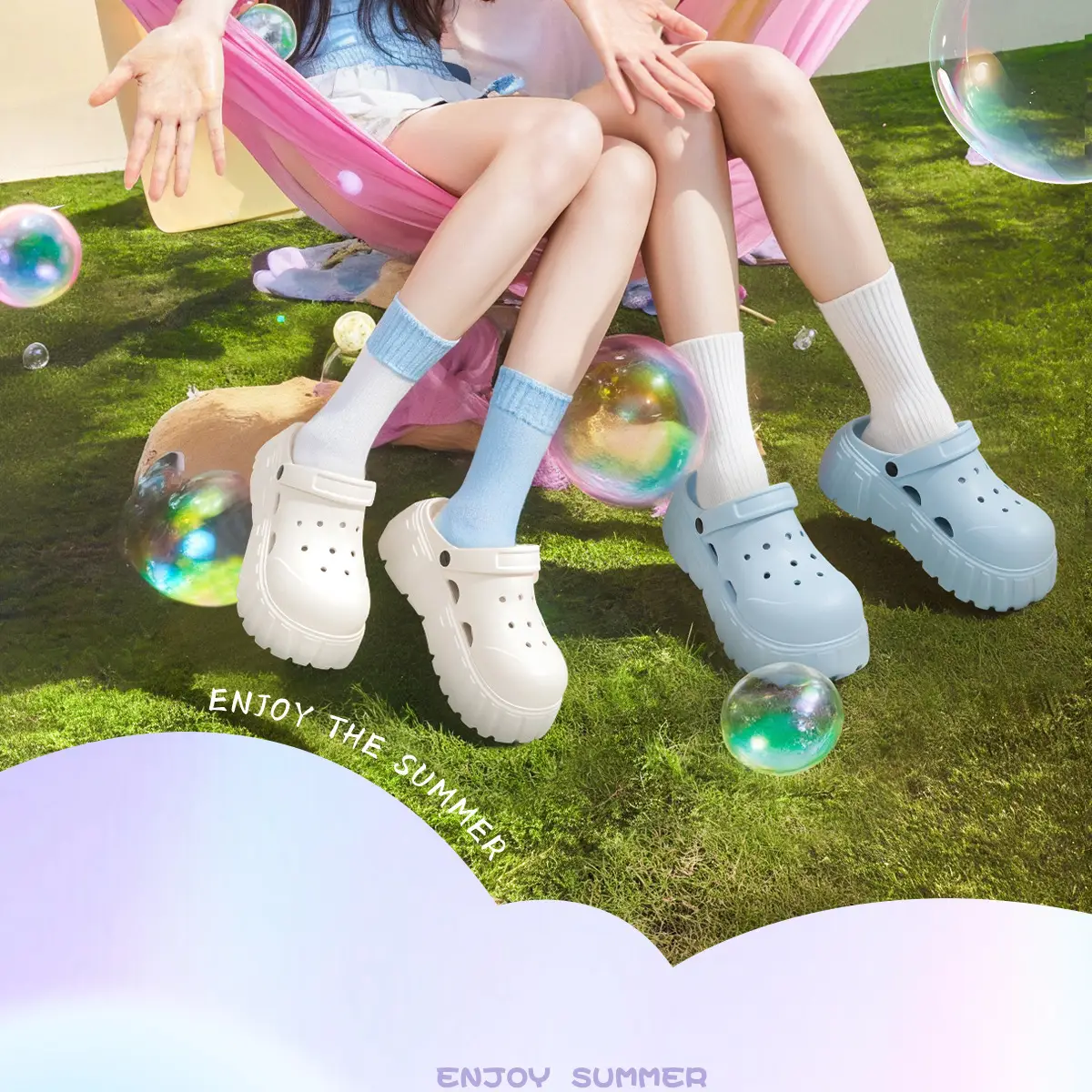White Non-Slip Hole Earrings Slippers for Women — feature 3