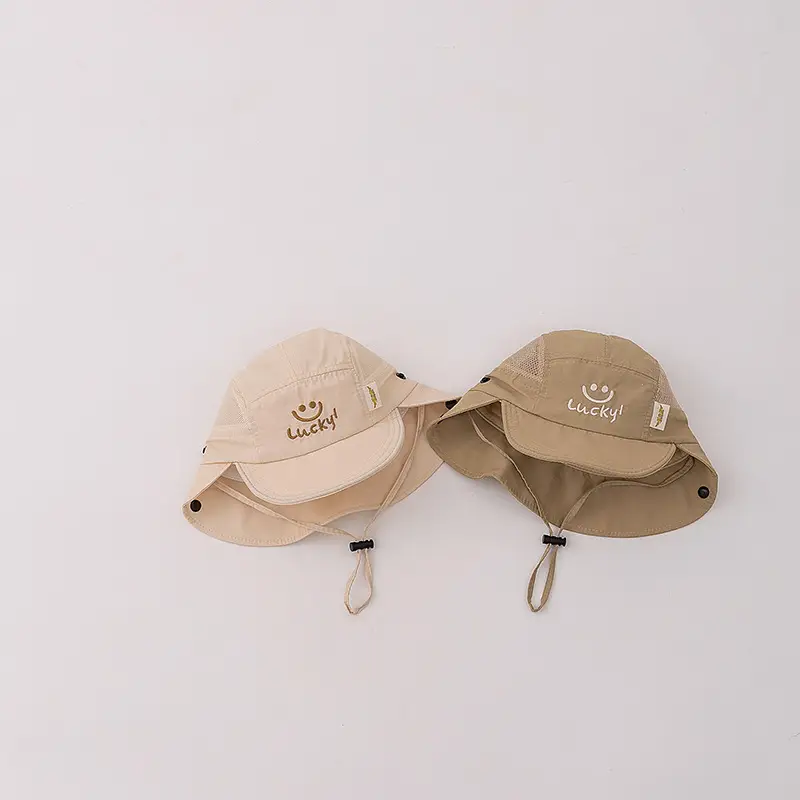 Baby Sun Hat with "Rucky" Logo, Beige, 2025 Summer