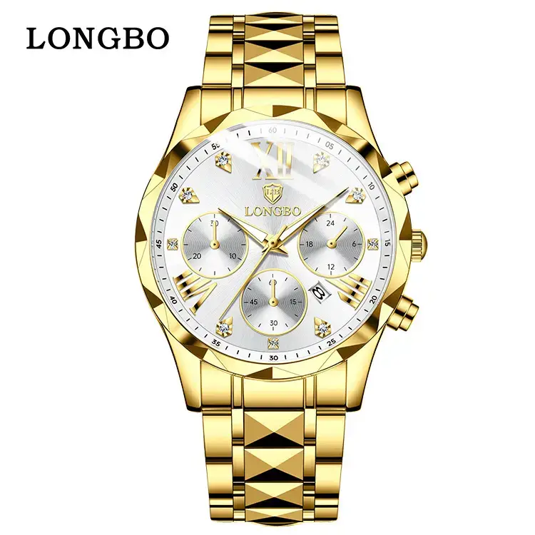 Longbo Gold Quartz Watch for Men Waterproof Luxury - Image 2
