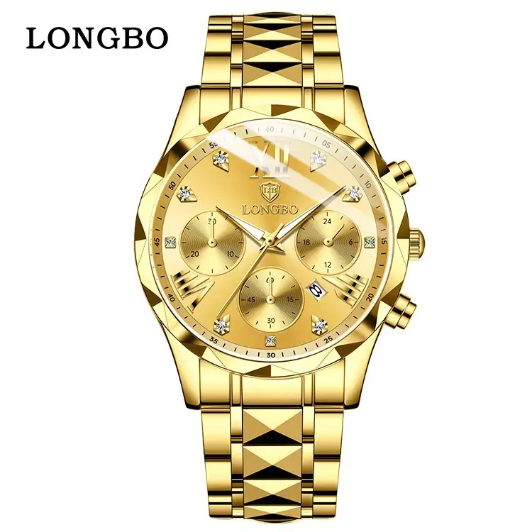 Longbo Gold Quartz Watch for Men Waterproof Luxury - Image 4
