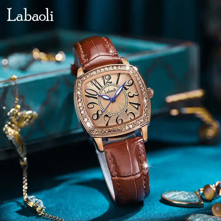 Laboli Green Square Watch for Women Waterproof Quartz Belt - Image 2