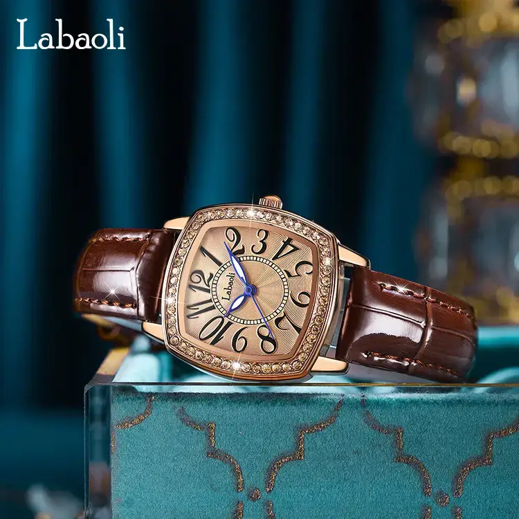 Laboli Green Square Watch for Women Waterproof Quartz Belt - Image 3