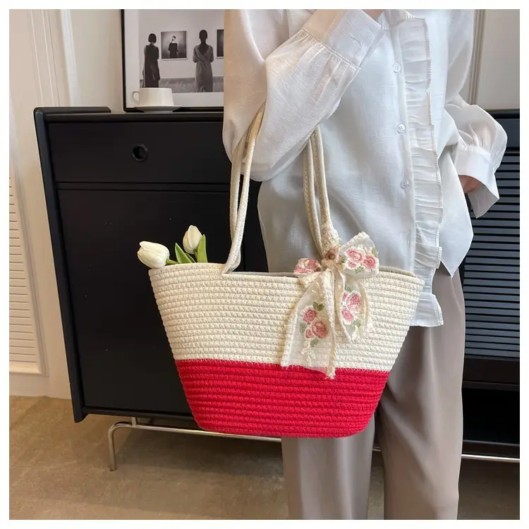 New Fashion Large Capacity Woven Bag Women's All-match Crossbody Bag Shoulder Bag Portable Tote Bag Travel Beach Bag luggage and leather goods — feature 10