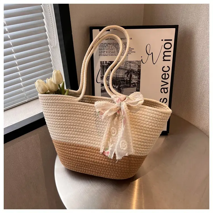 New Fashion Large Capacity Woven Bag Women's All-match Crossbody Bag Shoulder Bag Portable Tote Bag Travel Beach Bag luggage and leather goods — feature 29