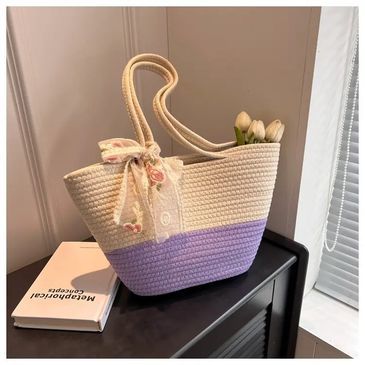 New Fashion Large Capacity Woven Bag Women's All-match Crossbody Bag Shoulder Bag Portable Tote Bag Travel Beach Bag luggage and leather goods — feature 32