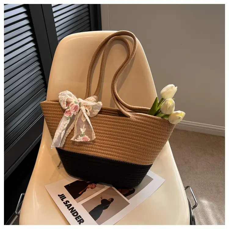 New Fashion Large Capacity Woven Bag Women's All-match Crossbody Bag Shoulder Bag Portable Tote Bag Travel Beach Bag luggage and leather goods — feature 35