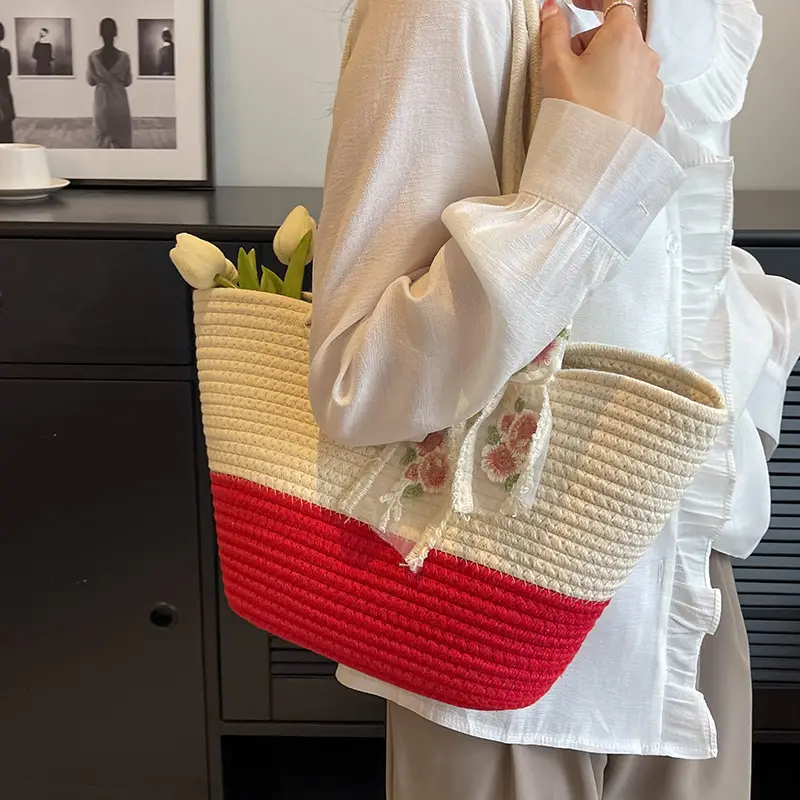New Fashion Large Capacity Woven Bag Women's All-match Crossbody Bag Shoulder Bag Portable Tote Bag Travel Beach Bag luggage and leather goods - Image 2
