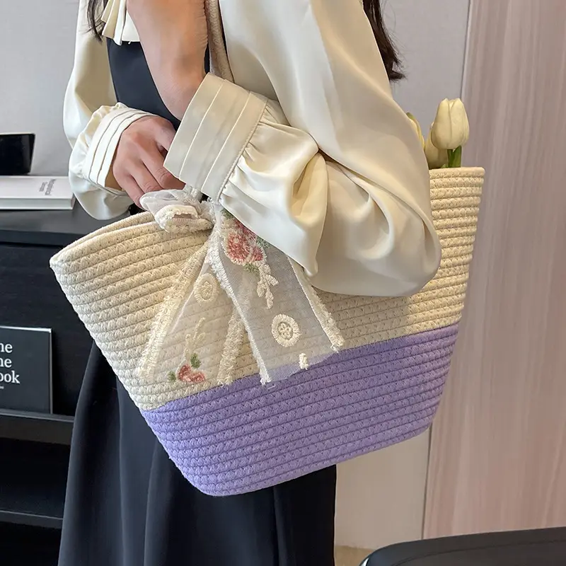 New Fashion Large Capacity Woven Bag Women's All-match Crossbody Bag Shoulder Bag Portable Tote Bag Travel Beach Bag luggage and leather goods - Image 4
