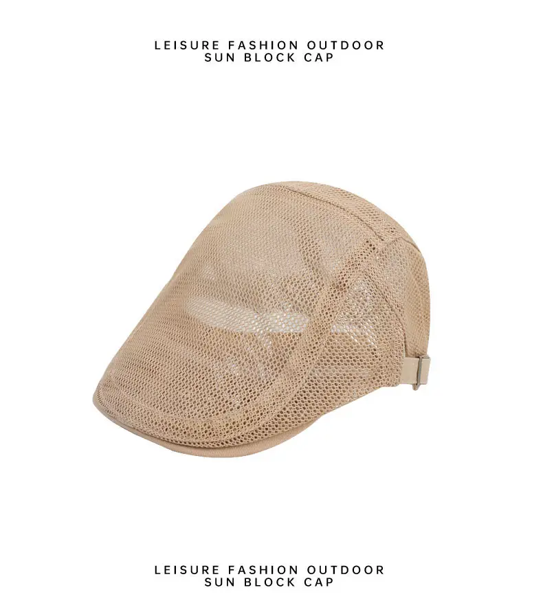 Men's Hollow Mesh Summer Cap Beige Korean Style — feature 12