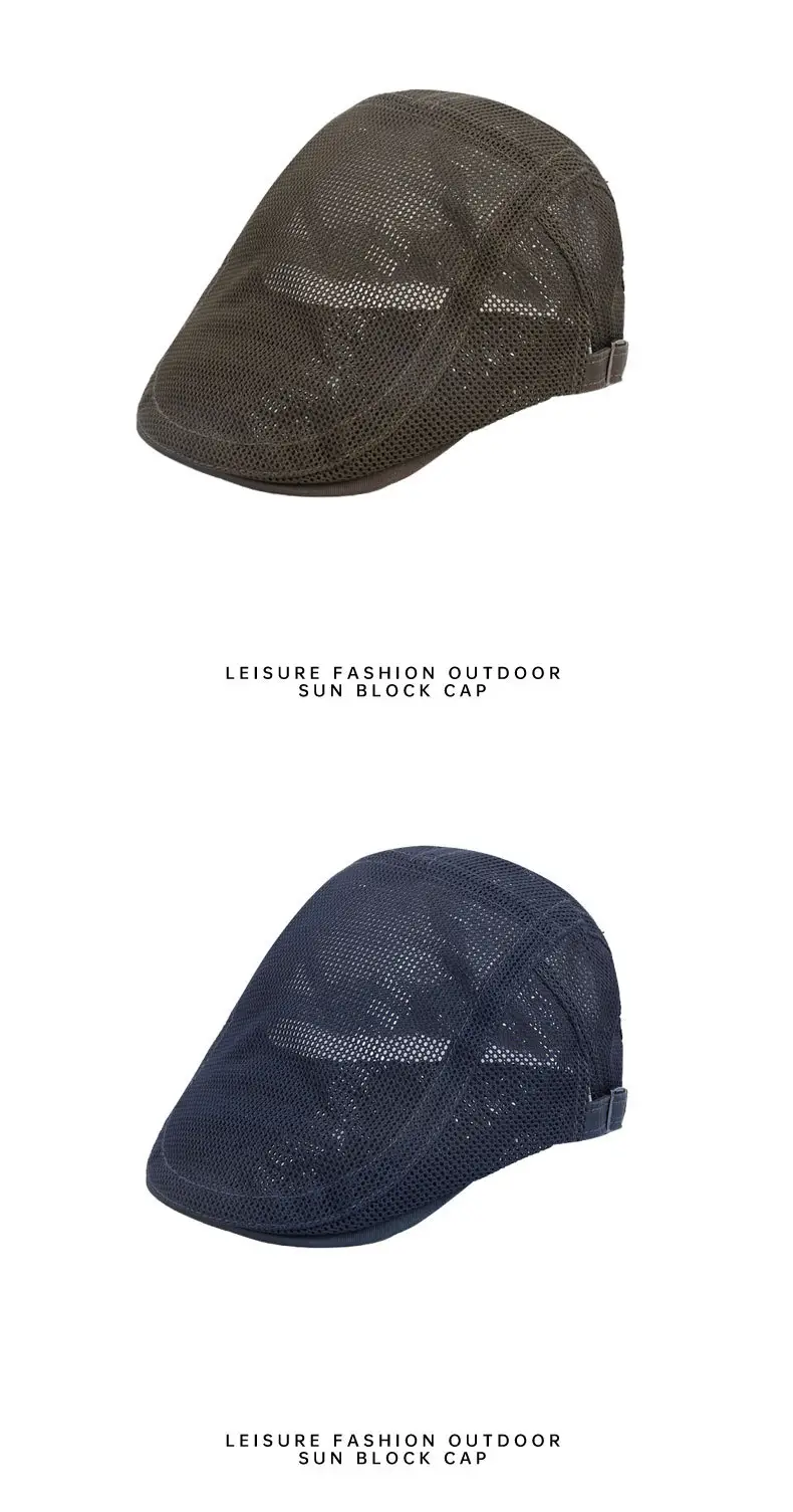 Men's Hollow Mesh Summer Cap Beige Korean Style — feature 13