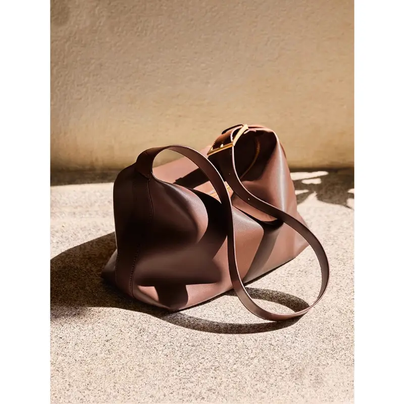 Women's Brown Leather Shoulder Bag with Crossbody Strap - Image 7