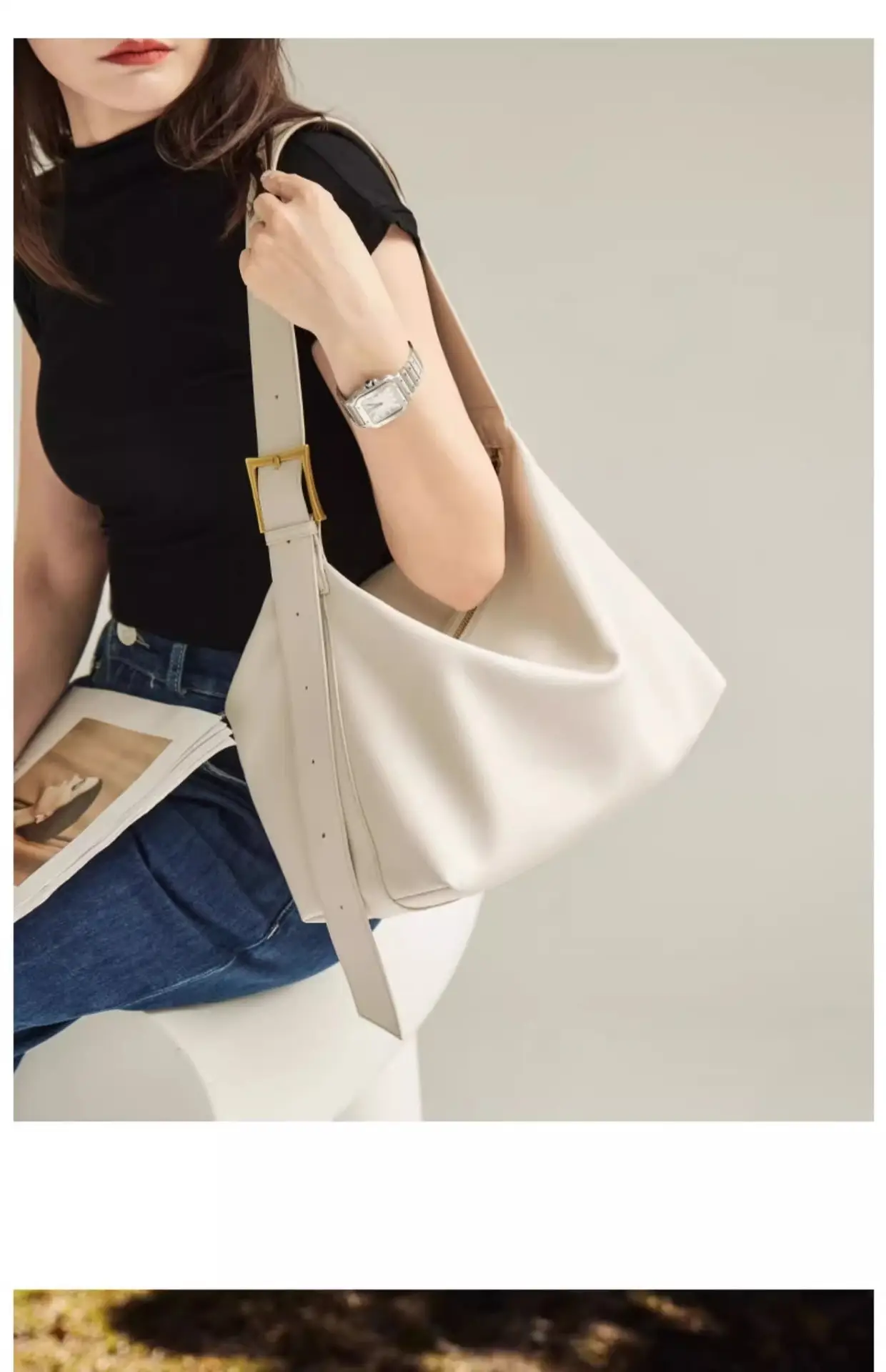 Women's Brown Leather Shoulder Bag with Crossbody Strap — feature 23